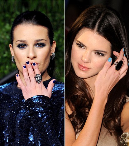 Sơn móng tay màu xanh được hai sao nữ Lea Michele, Kendall Jenner ưa chuộng.